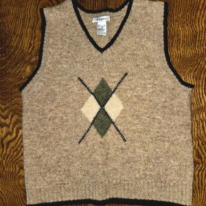 V-Neck Tan Argyle Sweater Vest